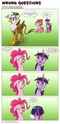 Size: 1027x2127 | Tagged: safe, artist:saturdaymorningproj, derpibooru import, gilda, pinkie pie, twilight sparkle, twilight sparkle (alicorn), oc, oc:mochrie the mock turtle, alicorn, gryphon, pony, turtle, alice in wonderland, comic, facehoof, female, mare, mock turtle