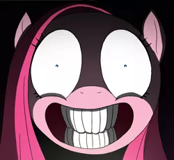 Size: 2284x2113 | Tagged: artist:doublewbrothers, creepy, creepy smile, cropped, dark, derpibooru import, nightmare fuel, pinkamena diane pie, pinkie pie, semi-grimdark, smiling, solo, teeth, wide eyes