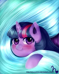 Size: 1024x1280 | Tagged: artist:kitsunehino, blushing, cute, derpibooru import, filly, filly twilight sparkle, implied princess celestia, le lenny face, looking at you, mane, princess celestia's hair, safe, smiling, solo, twilight sparkle