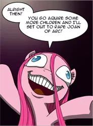 Size: 448x608 | Tagged: artist:doublewbrothers, comic, derpibooru import, edit, faic, fate cero, fate/zero, grimdark, implied rape, joan of arc, misspelling, nightmare fuel, pinkamena diane pie, pinkie pie, wat