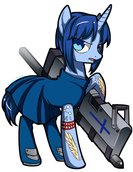 Size: 2364x3050 | Tagged: safe, artist:cay, derpibooru import, ponified, pony, unicorn, ciel, conceptual weapon, melty blood, powered ciel, seventh holy scripture, simple background, transparent background, tsukihime, weapon