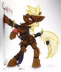 Size: 2597x3080 | Tagged: artist:ralek, derpibooru import, fallout equestria, fallout equestria: outlaw, female, oc, oc:caltrop, raider, solo, solo female, suggestive, unofficial characters only