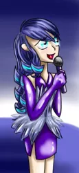 Size: 357x776 | Tagged: artist:shadow strike, clothes, coloratura, derpibooru import, dress, human, humanized, microphone, rara, safe, side slit, singing, solo, stage, the mane attraction