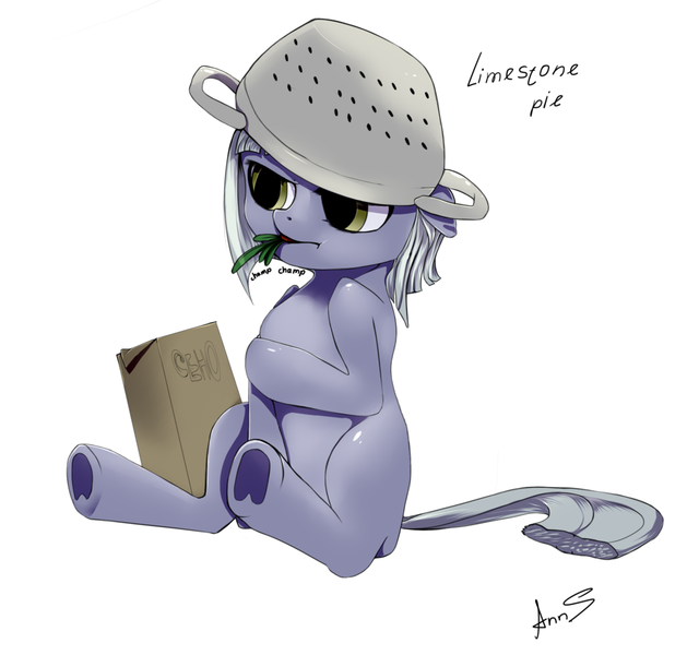 Size: 1024x960 | Tagged: angry, artist:annashamster, carrot, chewing, cute, derpibooru import, eating, food, frown, glare, limabetes, limestone pie, pot, safe, simple background, sitting, solo, :t, underhoof, white background