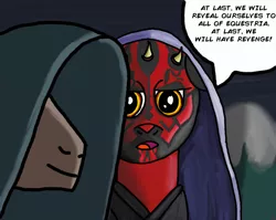 Size: 2048x1627 | Tagged: artist:saburodaimando, darth maul, darth sidious, derpibooru import, emperor palpatine, mountain, ponified, safe, sith, snow, speech, speech bubble, star wars, the phantom menace