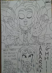 Size: 1452x2035 | Tagged: safe, artist:blazingdazzlingdusk, derpibooru import, adagio dazzle, aria blaze, sonata dusk, equestria girls, rainbow rocks, comic, drawing, rise and shine dagi, the dazzlings, traditional art