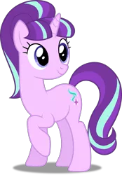 Size: 3484x5000 | Tagged: safe, artist:dashiesparkle, artist:kysss90, derpibooru import, starlight glimmer, unicorn, the cutie map, .svg available, absurd resolution, cute, female, mare, ponyscape, raised hoof, simple background, smiling, solo, transparent background, vector