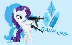 Size: 1280x800 | Tagged: artist:camo-pony, derpibooru import, gun, mk23, mp5k, rarity, safe, solo, vector, weapon