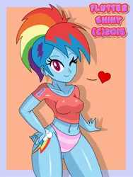 Size: 1920x2560 | Tagged: suggestive, artist:swagalicious-tony, derpibooru import, rainbow dash, equestria girls, friendship through the ages, rainbow rocks, 80s, adorable face, adorasexy, alternate hairstyle, beautiful, beautiful eyes, beautiful hair, beautisexy, belly button, clothes, colored pupils, cute, eye lashes, female, heart, looking at you, one eye closed, panties, pink eyes, pink underwear, rainbow hair, rainbow punk, rocker, sexy, shirt, short shirt, solo, solo female, striped underwear, underass, underwear, wink, woman
