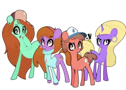 Size: 3500x2500 | Tagged: artist:turtlefarminguy, bill cipher, derpibooru import, dipper pines, gravity falls, mabel pines, maybelle, pacifica northwest, pinkie pie, ponified, safe, wendy corduroy, when you see it