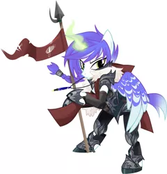 Size: 1280x1334 | Tagged: safe, artist:wicklesmack, derpibooru import, oc, oc:wickle smack, unofficial characters only, alicorn, pony, armor, solo, spear, weapon