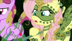 Size: 1920x1080 | Tagged: berry punch, berryshine, chrysalis resistance timeline, derpibooru import, discovery family logo, fluttershy, safe, screencap, the cutie re-mark, tribalshy