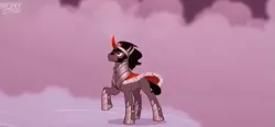 Size: 837x388 | Tagged: safe, derpibooru import, screencap, king sombra, pony, unicorn, the cutie re-mark, alternate timeline, crystal war timeline, looking up, male, raised hoof, solo, stallion