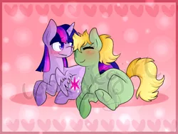 Size: 2029x1531 | Tagged: safe, artist:woogiegirl, derpibooru import, twilight sparkle, twilight sparkle (alicorn), ponified, alicorn, earth pony, pony, crossover, crossover shipping, female, gwen stacy, lesbian, shipping, spider-gwen, spider-man, spiders and magic iv: the fall of spider-mane, spiders and magic: rise of spider-mane, twigwen, watermark