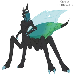 Size: 1968x2038 | Tagged: artist:pyrus-leonidas, derpibooru import, female, insectoid, kaiju, kaijufied, queen chrysalis, safe, simple background, solo, species swap, transparent background