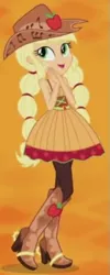 Size: 225x562 | Tagged: safe, derpibooru import, screencap, applejack, equestria girls, friendship through the ages, rainbow rocks, outfit catalog, sleeveless, solo