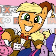 Size: 183x183 | Tagged: applejack, clothes, cosplay, costume, derpibooru import, eleventh doctor, idw, outfit catalog, pinkie pie, rarity, safe, spoiler:comic, twilight sparkle