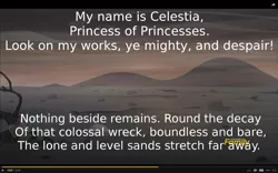 Size: 1680x1050 | Tagged: alternate timeline, ashlands timeline, barren, derpibooru import, implied genocide, ozymandias, percy bysshe shelley, poem, poetry, post-apocalyptic, princess celestia, safe, the cutie re-mark, wasteland