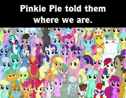 Size: 720x562 | Tagged: safe, derpibooru import, edit, screencap, aloe, apple bloom, applejack, berry punch, berryshine, big macintosh, bon bon, bulk biceps, carrot cake, carrot top, cheerilee, cherry berry, cloudchaser, cup cake, daisy, derpy hooves, diamond tiara, doctor whooves, flitter, flower wishes, fluttershy, golden harvest, granny smith, lemon hearts, lily, lily valley, linky, lotus blossom, lyra heartstrings, mayor mare, minuette, octavia melody, pinkie pie, pipsqueak, pokey pierce, pound cake, pumpkin cake, rainbow dash, rarity, roseluck, sassaflash, scootaloo, sea swirl, seafoam, shoeshine, silver spoon, snails, snips, spike, spring melody, sprinkle medley, starlight glimmer, sweetie belle, sweetie drops, thunderlane, time turner, twilight sparkle, twilight sparkle (alicorn), twinkleshine, twist, vinyl scratch, alicorn, pony, unicorn, the cutie re-mark, bronybait, c:, cake family, caption, colt, cutie mark crusaders, everypony, everypony at s5's finale, female, flower trio, glasses, good end, grin, group photo, looking at you, male, mane seven, mane six, mare, smiling, spa twins, this will end well, wall of tags