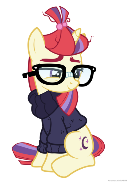 Size: 6589x9411 | Tagged: absurd resolution, artist:an-m, clothes, cute, dancerbetes, derpibooru import, moondancer, safe, simple background, solo, sweater, the cutie re-mark, transparent background, vector