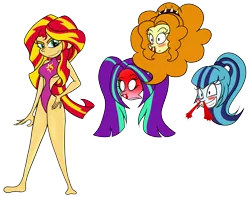 Size: 4206x3309 | Tagged: suggestive, artist:shadowring123, derpibooru import, adagio dazzle, aria blaze, sonata dusk, sunset shimmer, equestria girls, blood, blushing, breasts, busty sunset shimmer, clothes, commission, dazzling sun, female, image, ladyboner, lesbian, nosebleed, png, shipping, sunata, sunblaze, sunsagio, sunset shimmer gets all the dazzlings, sunset shimmer gets all the mares, swimsuit, the dazzlings