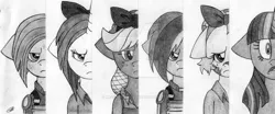 Size: 1024x428 | Tagged: alternate hairstyle, alternate timeline, apinkalypse pie, apocalypse dash, applecalypsejack, applejack, armor, artist:bracelet-wizard, crystal war timeline, derpibooru import, floppy ears, fluttershy, injured, mane six, mud, pinkamena diane pie, pinkie pie, rainbow dash, rarity, safe, sketch, the cutie re-mark, twilight sparkle