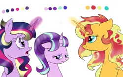 Size: 1280x800 | Tagged: safe, artist:toybonnieis2fab4u, derpibooru import, starlight glimmer, sunset shimmer, twilight sparkle, twilight sparkle (alicorn), alicorn, pony, alicornified, alternate hairstyle, daydream shimmer, race swap