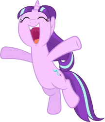 Size: 5180x6000 | Tagged: safe, artist:slb94, derpibooru import, starlight glimmer, pony, unicorn, the cutie re-mark, absurd resolution, cute, excited, eyes closed, female, glimmerbetes, happy, jumping, mare, open mouth, simple background, smiling, solo, transparent background, uvula, vector