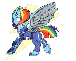 Size: 5000x4000 | Tagged: dead source, safe, artist:rarityforever, derpibooru import, rainbow dash, pegasus, pony, the cutie re-mark, alternate timeline, amputee, apocalypse dash, artificial wings, augmented, crystal war timeline, female, fluffy, gritted teeth, mare, mechanical wing, prosthetic limb, prosthetic wing, prosthetics, raised hoof, solo, wings