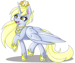 Size: 1000x840 | Tagged: safe, artist:pillonchou, derpibooru import, derpy hooves, alicorn, pony, alicornified, derpicorn, heart eyes, princess derpy, race swap, solo, wingding eyes, xk-class end-of-the-world scenario