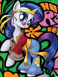 Size: 1394x1850 | Tagged: clothes, costume, derpibooru import, hippie, idw, outfit catalog, rarity, safe, solo, spoiler:comic