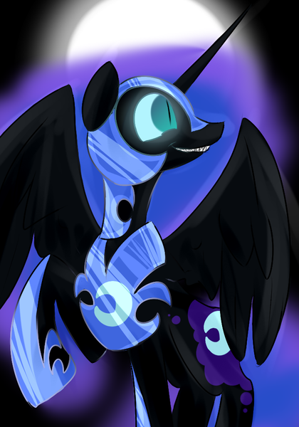 Size: 700x1000 | Tagged: artist:lunar-march, derpibooru import, nightmare moon, safe, solo