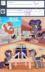 Size: 800x1274 | Tagged: safe, artist:1trick, derpibooru import, oc, oc:deep digger, oc:finely filed, oc:night stitch, oc:strong, oc:sturdy, unofficial characters only, bat pony, pony, ask night stitch, blog, family, tumblr