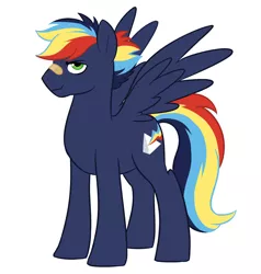 Size: 2000x2100 | Tagged: artist:kianamai, derpibooru import, kilalaverse, next generation, oc, oc:prism bolt, offspring, parent:rainbow dash, parent:soarin', parents:soarindash, redesign, safe, simple background, solo, unofficial characters only, white background