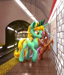 Size: 1600x1891 | Tagged: artist:nadnerbd, derpibooru import, map, metro, oc, oc:bowtie, oc:liberty, ponycon, ponycon nyc, safe, subway, subway trains, train, unofficial characters only