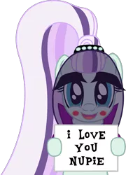 Size: 1304x1812 | Tagged: safe, artist:nupiethehero, derpibooru import, coloratura, oc, unofficial characters only, blushing, canon x oc, countess coloratura, cute, rarabetes, shipping, show accurate, sign, solo