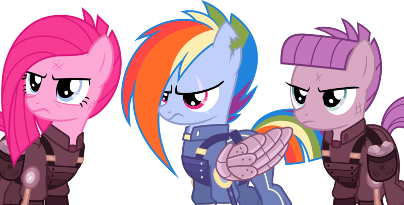 Size: 6000x3051 | Tagged: absurd resolution, alternate timeline, amputee, apinkalypse pie, apocalypse dash, apocalypse maud, artificial wings, artist:magister39, augmented, badass, clothes, crystal war timeline, derpibooru import, epic, group, inkscape, maud pie, mechanical wing, pinkamena diane pie, pinkie pie, prosthetic limb, prosthetics, prosthetic wing, rainbow dash, safe, scar, simple background, the cutie re-mark, torn ear, transparent background, vector, wings