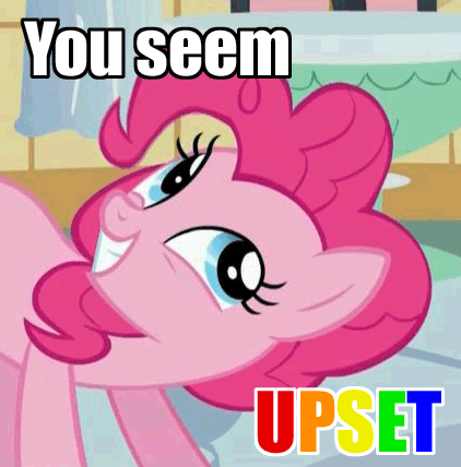 Size: 422x428 | Tagged: artifact, derpibooru import, image macro, meme, pinkie pie, reaction, safe, solo, text, troll