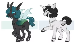 Size: 966x557 | Tagged: safe, artist:bajingzang, derpibooru import, oc, oc:monica, unofficial characters only, changeling, pony, unicorn, female, simple background