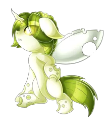 Size: 600x702 | Tagged: albino changeling, artist:ikuvaito, changeling, derpibooru import, green changeling, oc, oc:melody swiftsong, safe, simple background, solo, transparent background, unofficial characters only