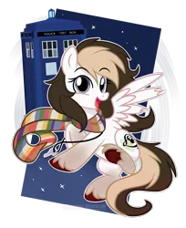 Size: 1811x2214 | Tagged: artist:xwhitedreamsx, clothes, derpibooru import, doctor who, oc, safe, scarf, simple background, solo, tardis, transparent background, unofficial characters only