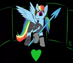 Size: 1400x1200 | Tagged: artist:frecklesfanatic, crossover, derpibooru import, rainbow dash, rainbowdyne, safe, solo, spoilers for another series, undertale, undyne, undyne the undying