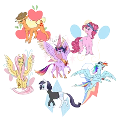 Size: 1200x1200 | Tagged: safe, artist:vergolophus, derpibooru import, applejack, fluttershy, pinkie pie, rainbow dash, rarity, twilight sparkle, twilight sparkle (alicorn), alicorn, pony, alternate hairstyle, female, mane six, mare, older