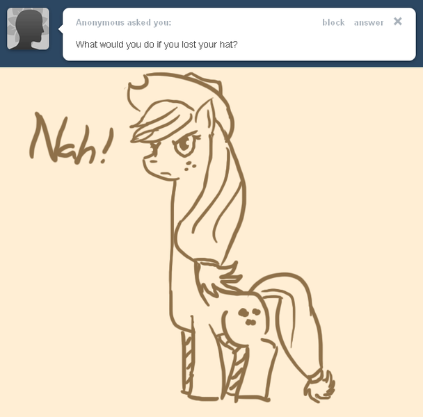 Size: 647x639 | Tagged: applejack, applejackasks, artist:koportable, derpibooru import, exploitable meme, long neck, meme, monochrome, nope, nope.avi, safe, solo