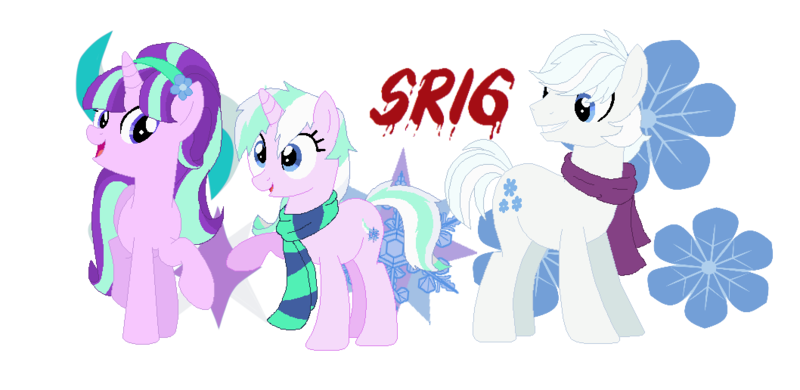 Size: 1058x516 | Tagged: alternate hairstyle, artist:superrosey16, derpibooru import, double diamond, female, glimmerdiamond, male, oc, oc:snowflake, offspring, parent:double diamond, parents:glimmerdiamond, parent:starlight glimmer, safe, shipping, starlight glimmer, straight