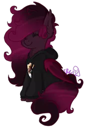 Size: 792x1169 | Tagged: safe, artist:ire, artist:spooky-kitteh, derpibooru import, oc, oc:strawberry swisher, unofficial characters only, bat pony, pony, clothes, cute, eyes closed, hoodie, jackass, simple background, sitting, smiling, sweater, transparent background