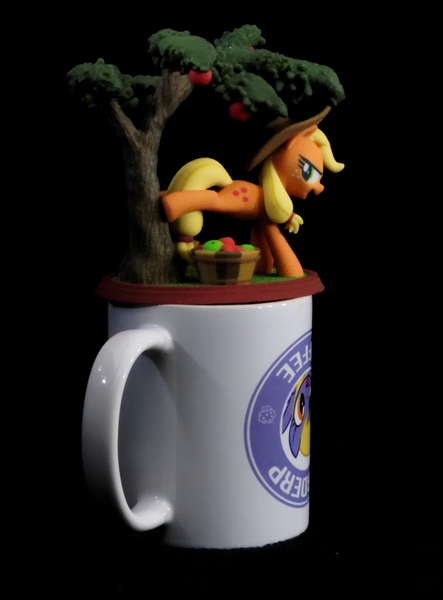 Size: 2371x3214 | Tagged: safe, artist:billames, derpibooru import, applejack, derpy hooves, pegasus, pony, apple, apple tree, applebucking, craft, female, food, irl, mare, mug, photo, sculpture, tree