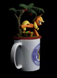 Size: 2371x3214 | Tagged: safe, artist:billames, derpibooru import, applejack, derpy hooves, pegasus, pony, apple, apple tree, applebucking, craft, female, food, irl, mare, mug, photo, sculpture, tree