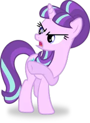 Size: 5000x6851 | Tagged: absurd resolution, artist:8-notes, derpibooru import, offscreen character, open mouth, pointing, ponyscape, raised hoof, safe, simple background, solo, starlight glimmer, .svg available, the cutie re-mark, transparent background, vector