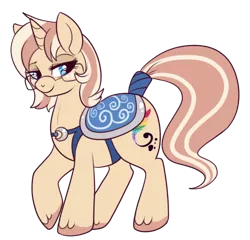 Size: 500x480 | Tagged: safe, artist:lulubell, derpibooru import, oc, oc:lulubell, unofficial characters only, freckles, glasses, saddle, simple background, solo, transparent background